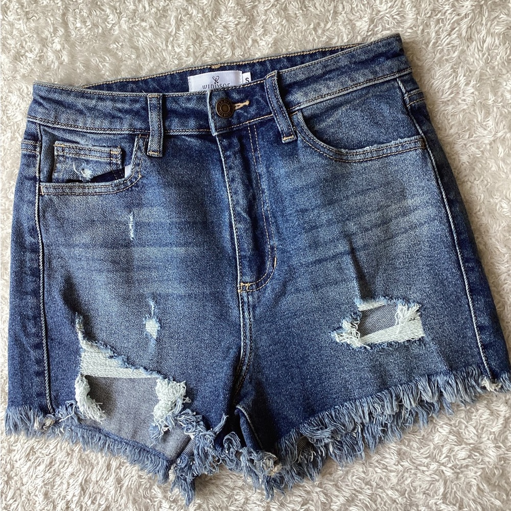 Windsor Blue Jean Shorts Distressed High-Waisted